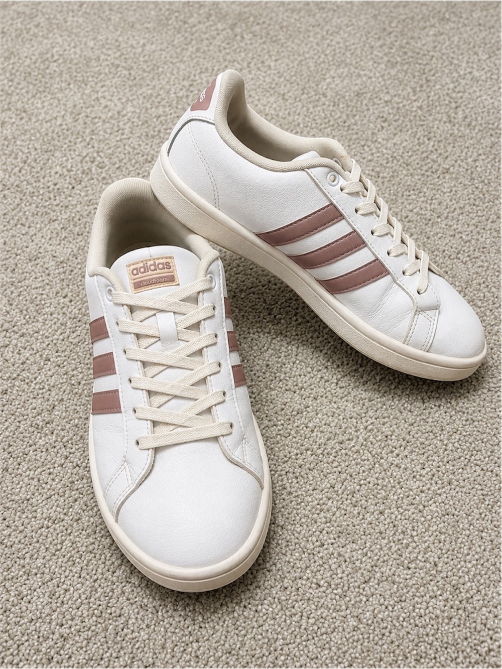 Adidas Cloudfoam White & Dusty Rose Pink Women’s Sneakers Size 8